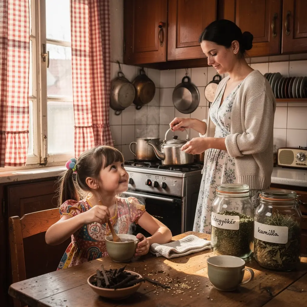 Kellemes hangulatú teázás, édesgyökér tea és aníz fűszerekkel.